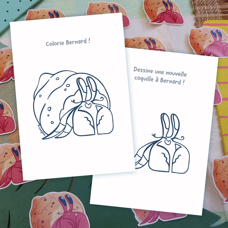 Coloriage gratuit d'un bernard l'hermite avec une coquille briochée.