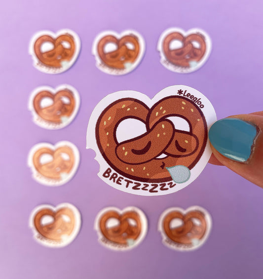 Autocollant alsacien représentant un bretzel fatigué