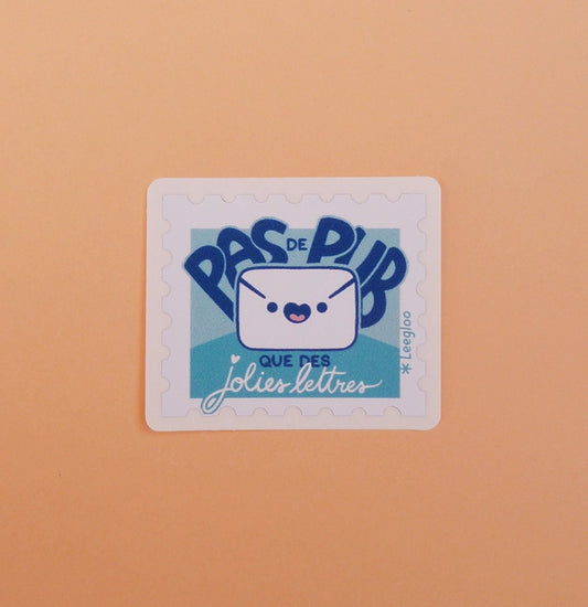 Sticker à mettre sur sa boîte aux lettres, en forme de timbre, mignon et fun pour ne plus recevoir de publicité !