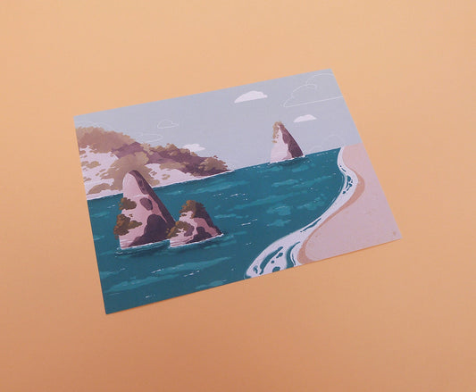 Dessin d'une mer et plage ensoleillée pour décorer sa maison et avoir envie de s'évader