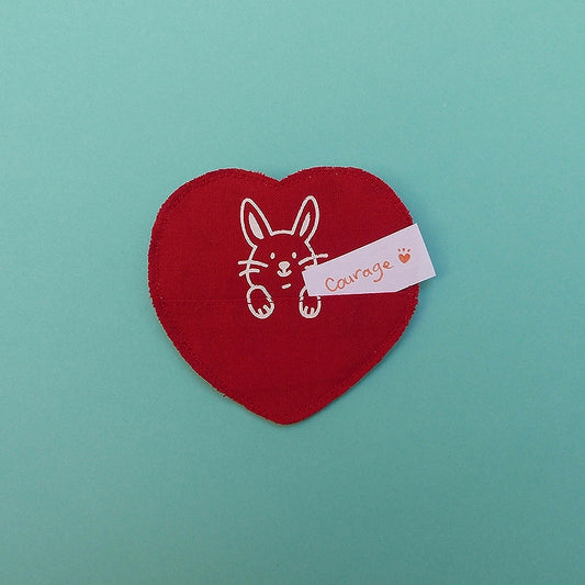 Broche en forme de cœur avec un animal. La broche a une petite poche pour y cacher un mot ou un bonbon ! Entièrement faite à la main.