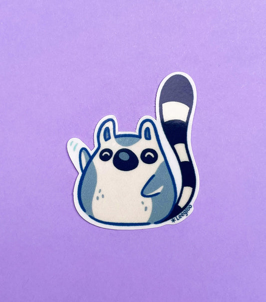 Lémurien tout mignon en autocollant transparent, fabriqué en France