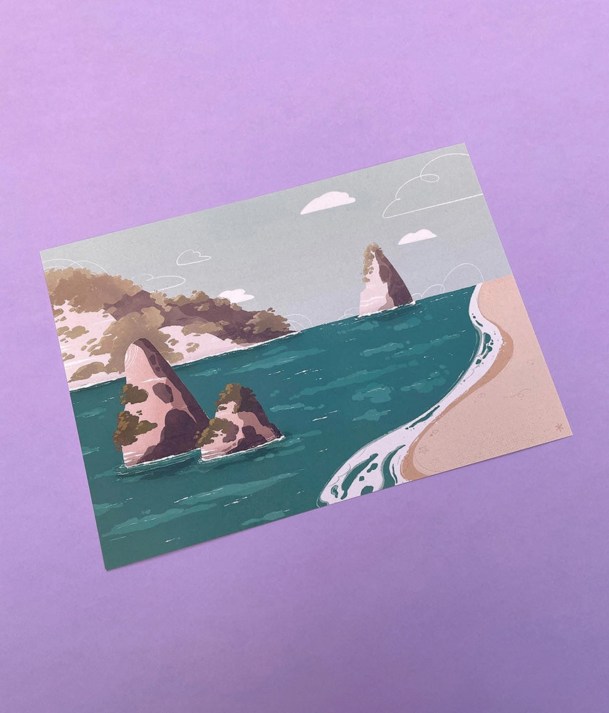 Dessin d'une mer et plage ensoleillée pour décorer sa maison et avoir envie de s'évader