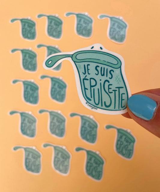 Un autocollant rigolo avec une épuisette épuisée !