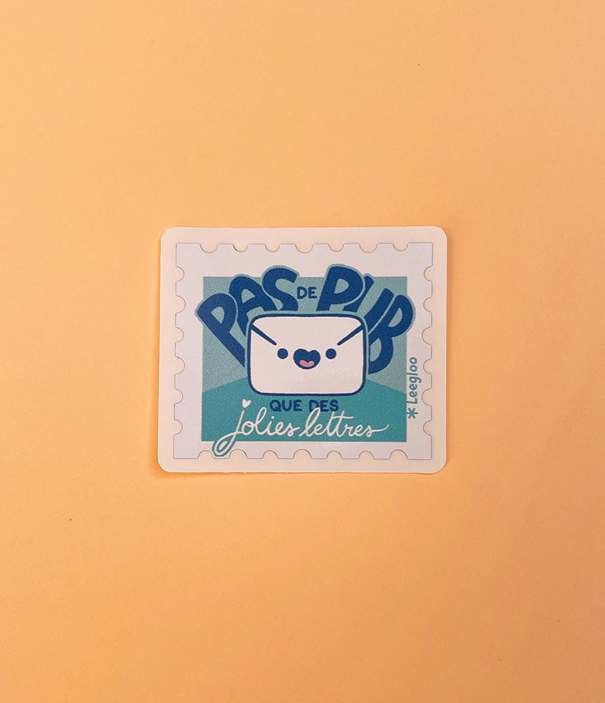 Sticker Stop Pub dessiné à la main. Autocollant fabriqué en France avec du vinyl recyclé.