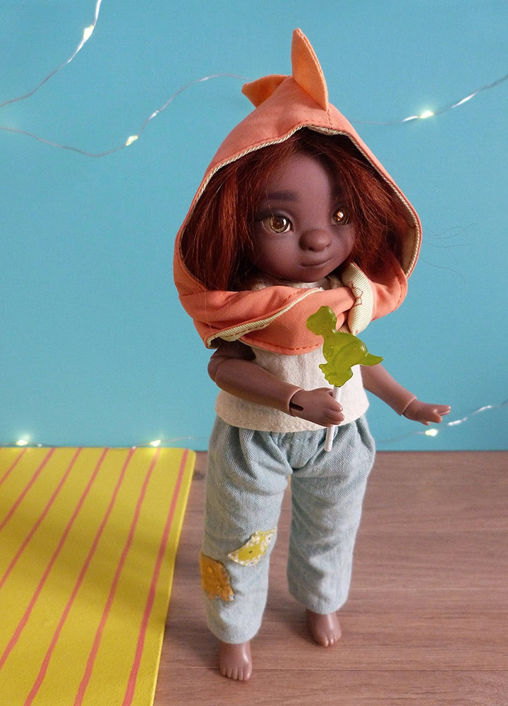 Dino scoodie, orange・5-6" BJD