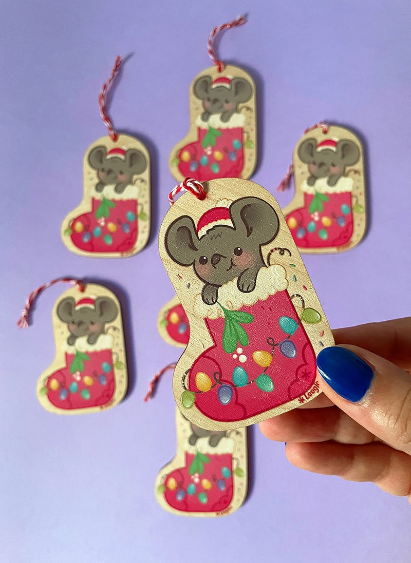 Reindeer, mouse or rabbit・Wooden Christmas tree ornament