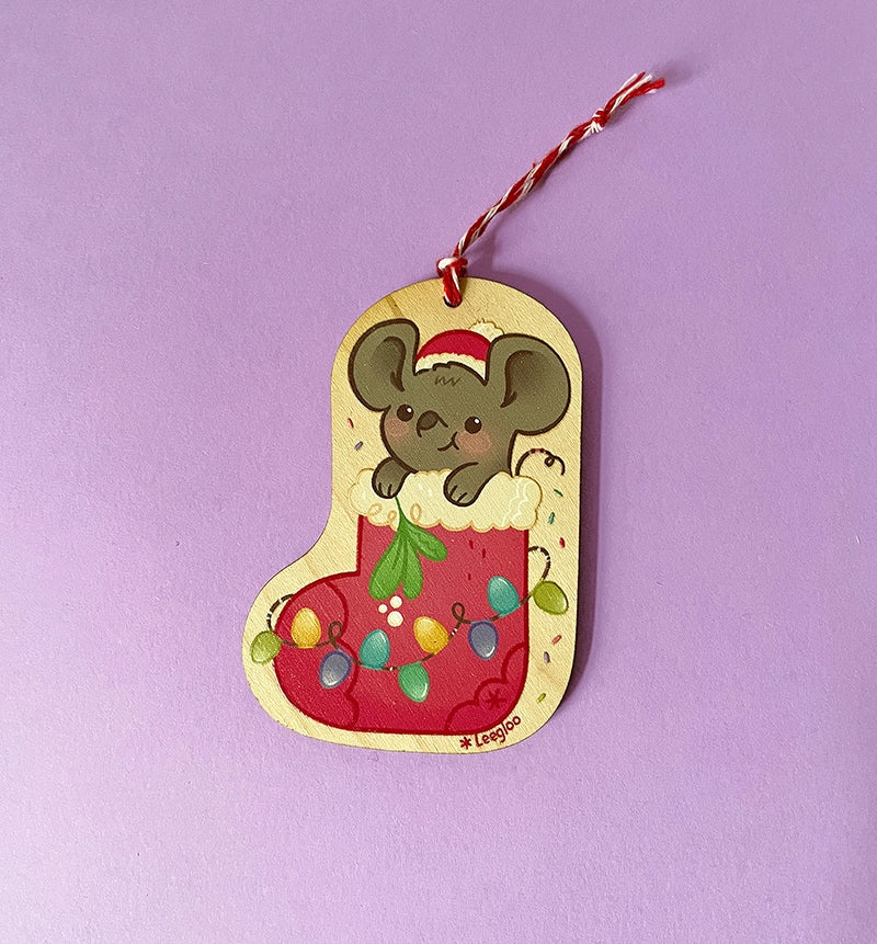 Reindeer, mouse or rabbit・Wooden Christmas tree ornament