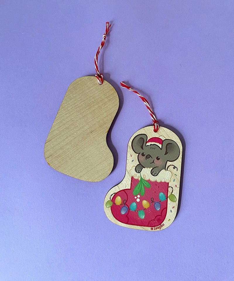 Reindeer, mouse or rabbit・Wooden Christmas tree ornament