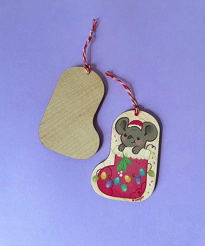 Reindeer, mouse or rabbit・Wooden Christmas tree ornament