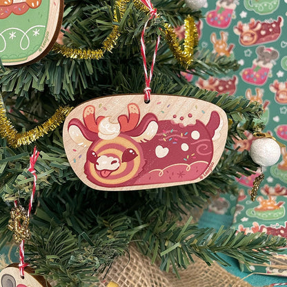 Ornements de sapin en bois. Décorations mignonnes. Renne bûche.