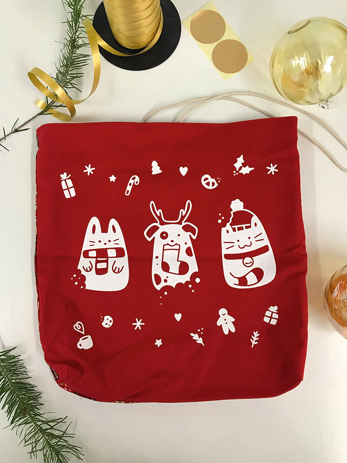 Pochette sérigraphiée artisanalement et entièrement faite à la main. Dessin animaux biscuits trop mignon.