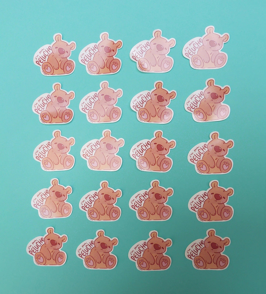 JPP : j'en peux peluche ! Sticker avec un nounours fatigué