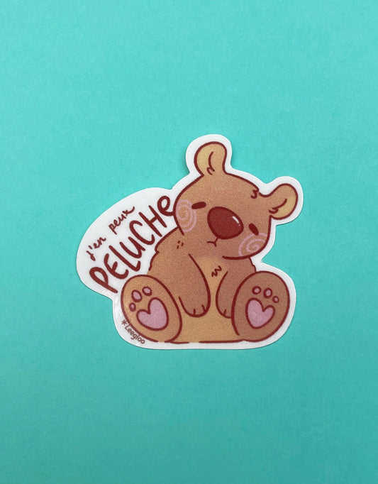 JPP : j'en peux peluche ! Sticker avec un nounours fatigué